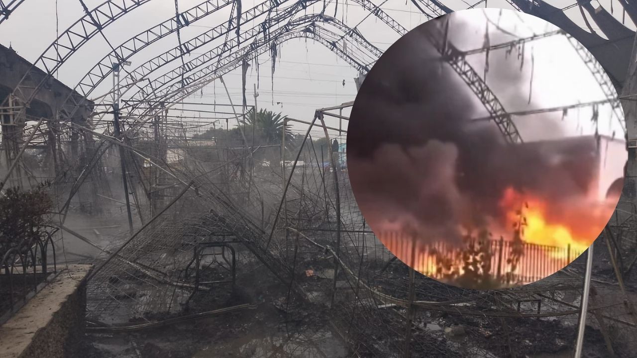 Incendio en bazar navideño de Teoloyucan reduce a cenizas 205 locales