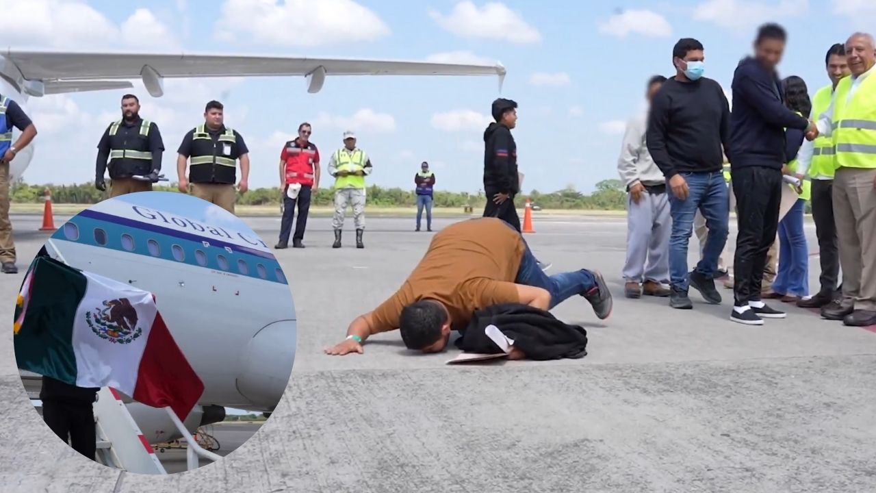 Llega avión con migrantes deportados de EE.UU. a Tapachula