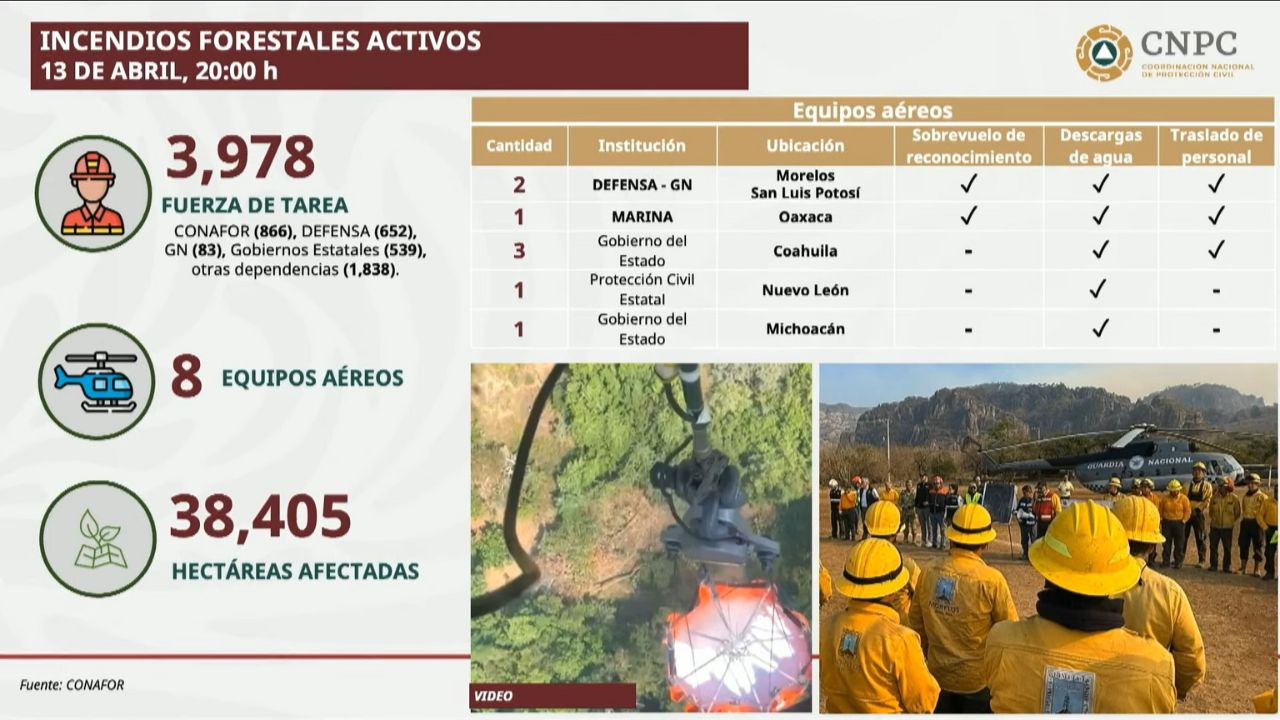 Hay 114 incendios forestales activos en 23 estados: CNPC