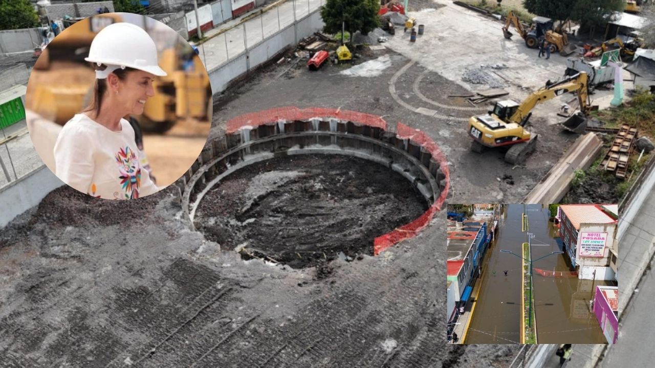 Sheinbaum supervisa la construcción del colector de Chalco