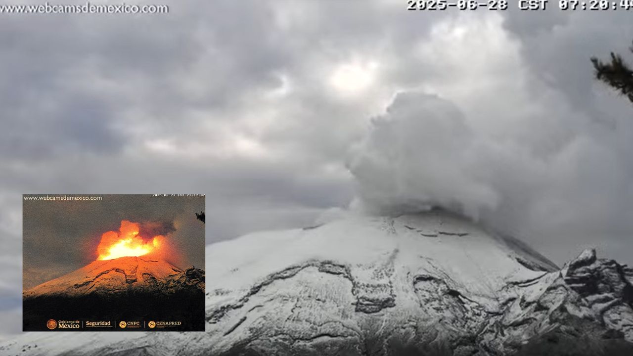 Postales extremas del Popocatépetl: fuego, nieve y humo