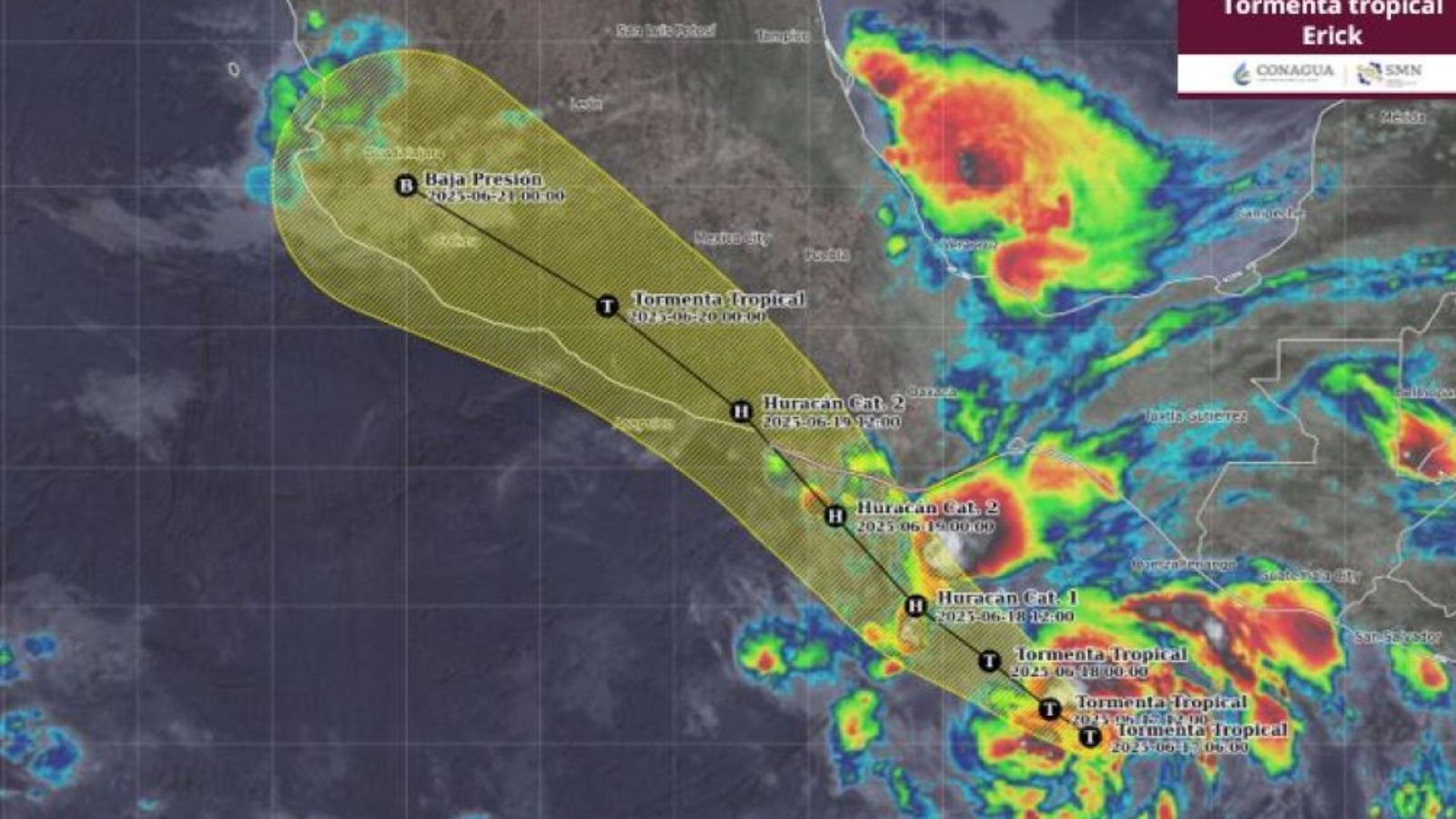 Tormenta tropical Erick deja lluvias en Chiapas y Guatemala: Conagua