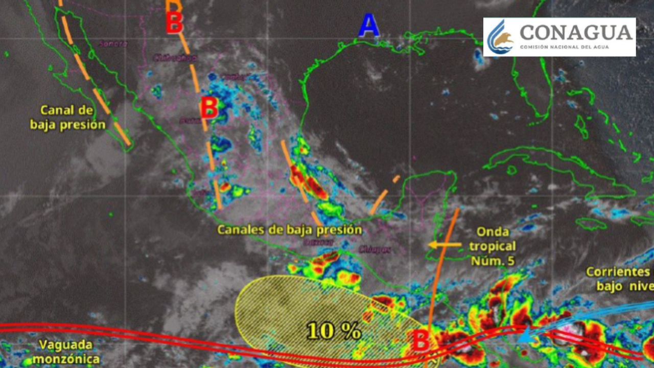 Onda Tropical No. 5 traerá lluvias al sur y centro del país