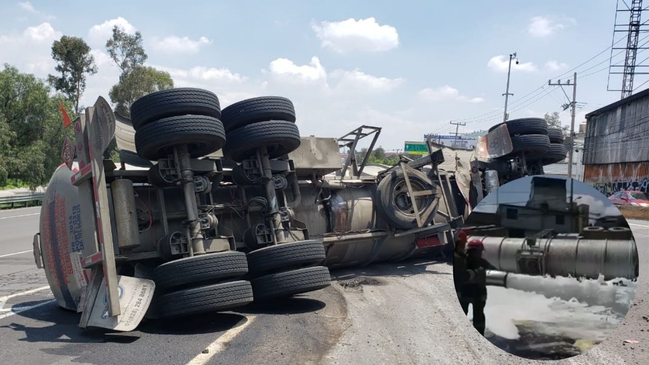 Por volcadura de pipa cierra autopista México–Pachuca