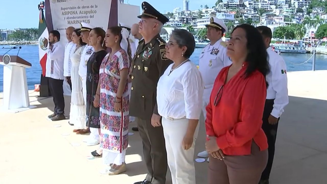 Sheinbaum supervisa Asipona y abanderamiento del Marinabús en Acapulco