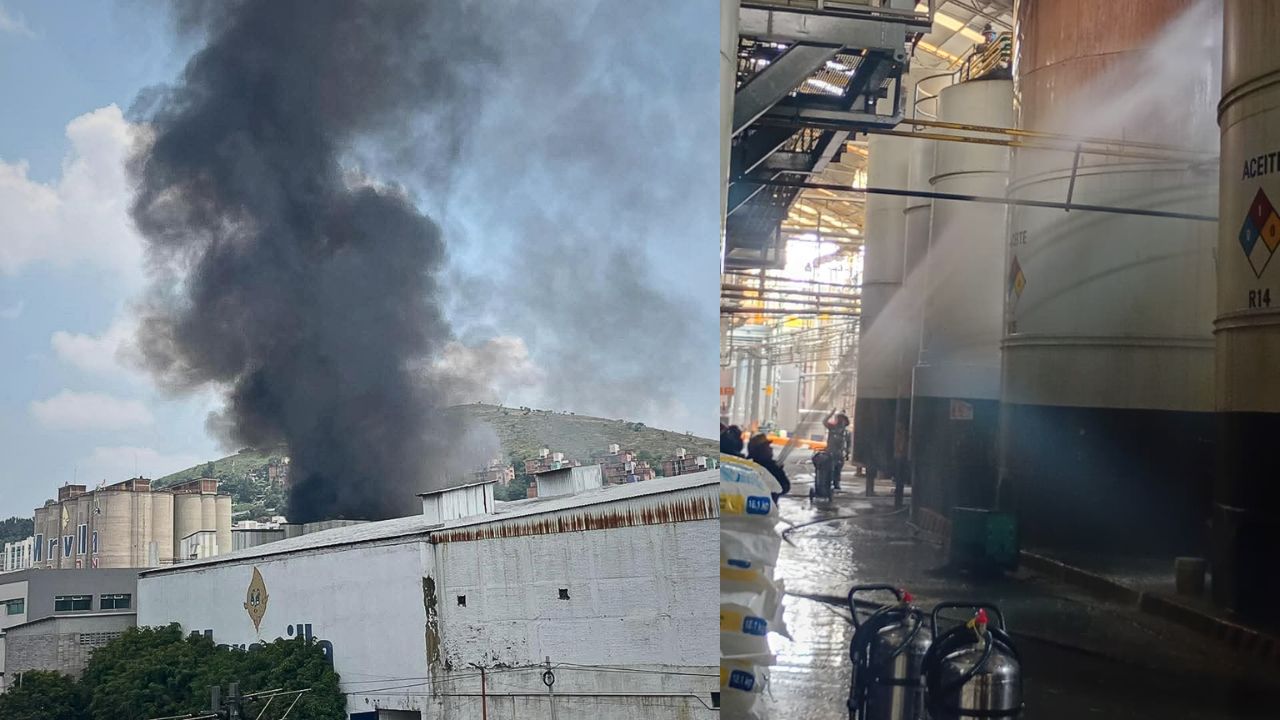 Controlan incendio en fábrica de aceite en Tlalnepantla