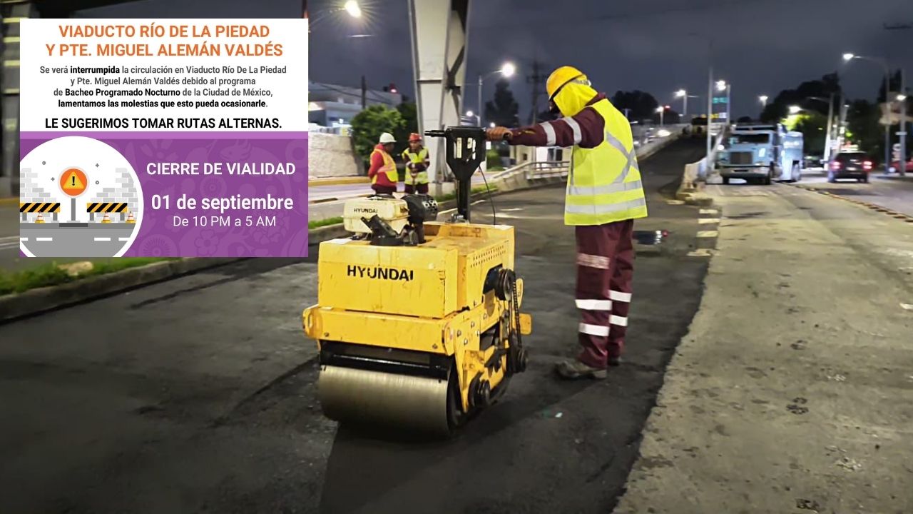 ¡Evítalo! Cierre en Viaducto desde esta noche por bacheo nocturno
