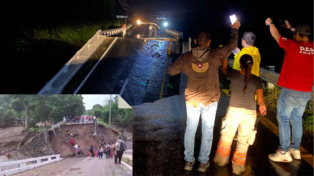 Lluvias derrumban puentes y aíslan municipios en Chiapas