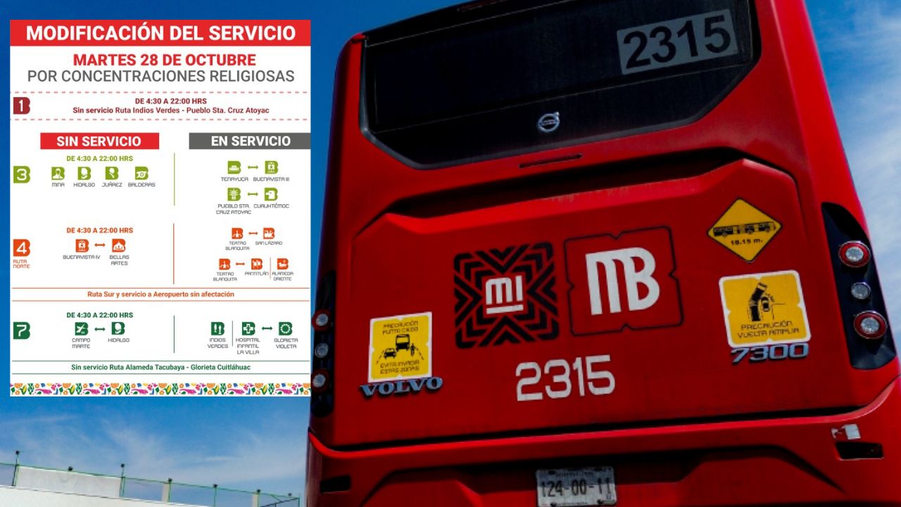 Metrobús modificará su servicio este 28 de octubre