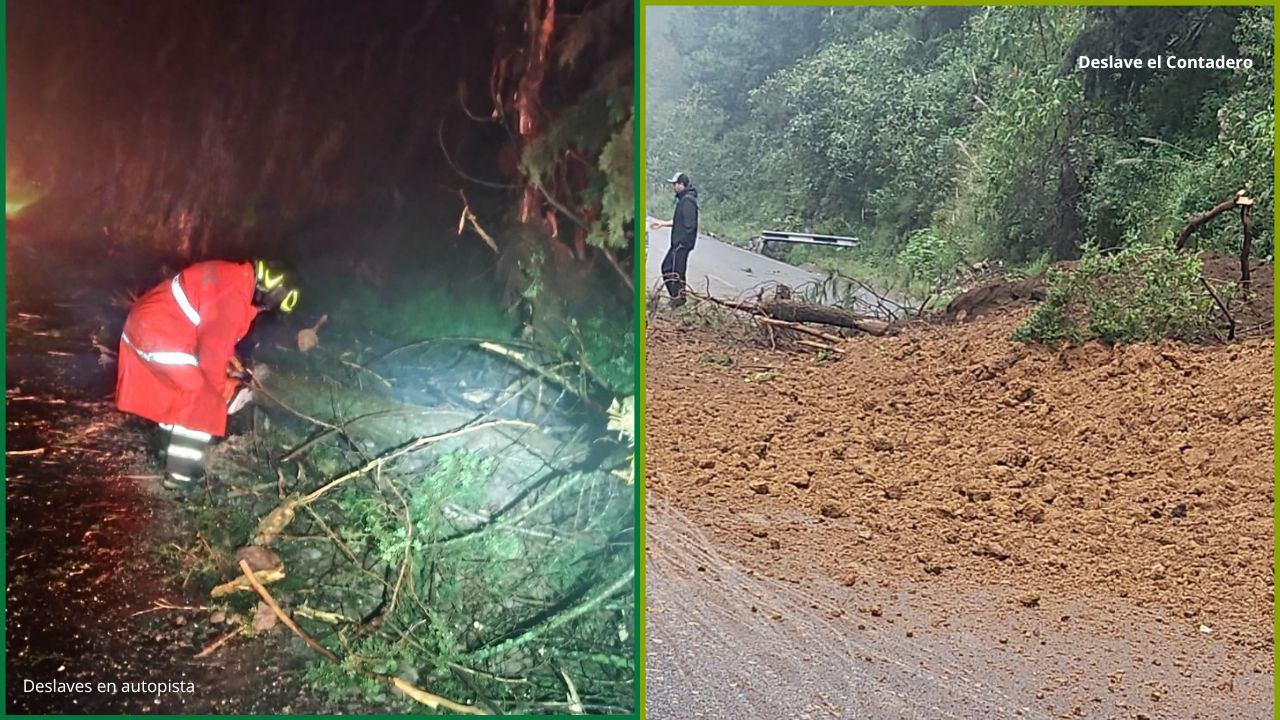 Deslaves afectan la carretera y autopista México–Toluca