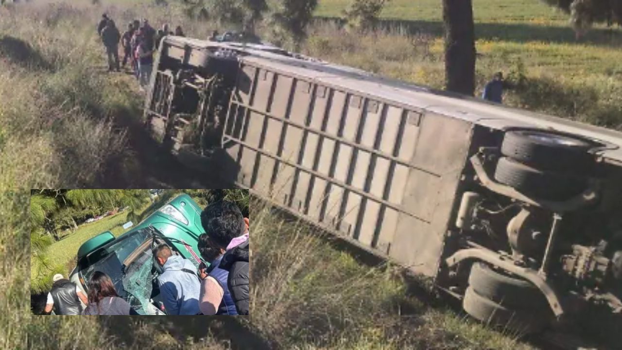 Vuelca autobús de peregrinos que iba a Chalma