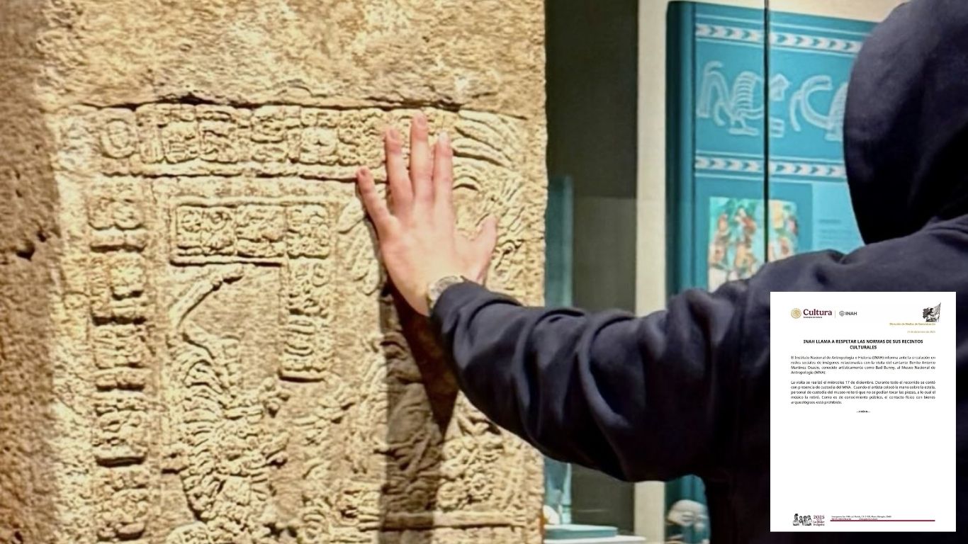 INAH “regaña” a Bad Bunny por tocar estela