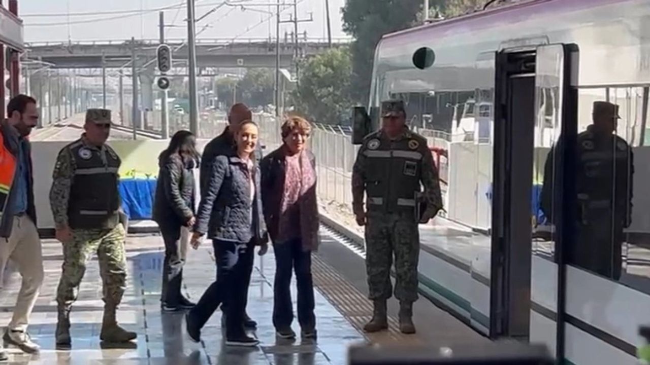 Sheinbaum supervisa obra del tren suburbano Lechería–AIFA