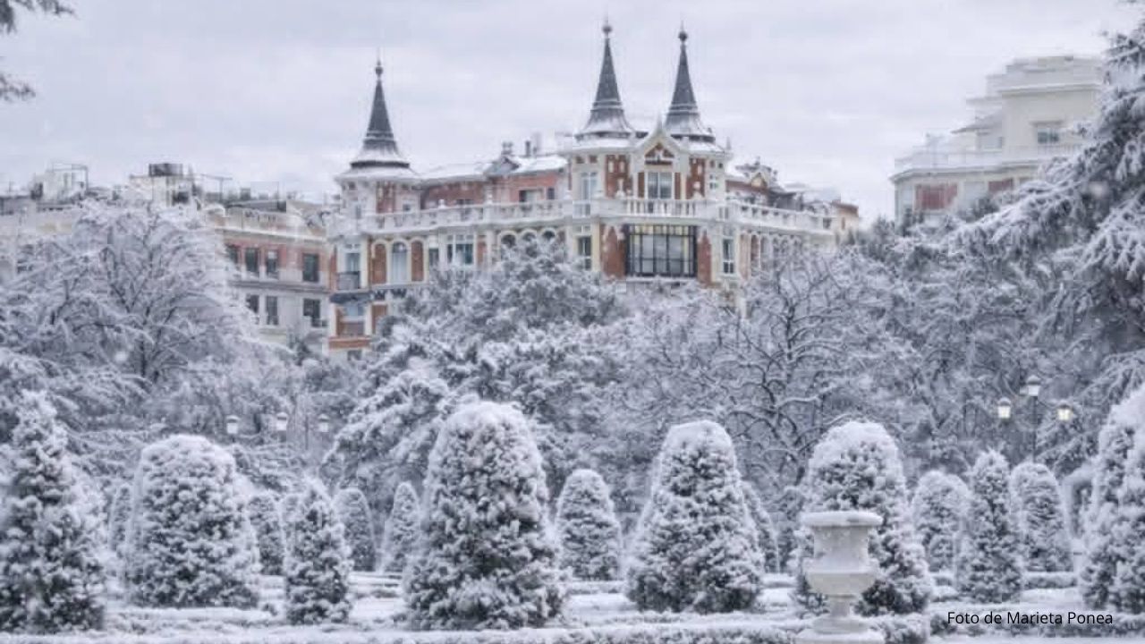 Madrid bajo la nieve por la borrasca Kristin