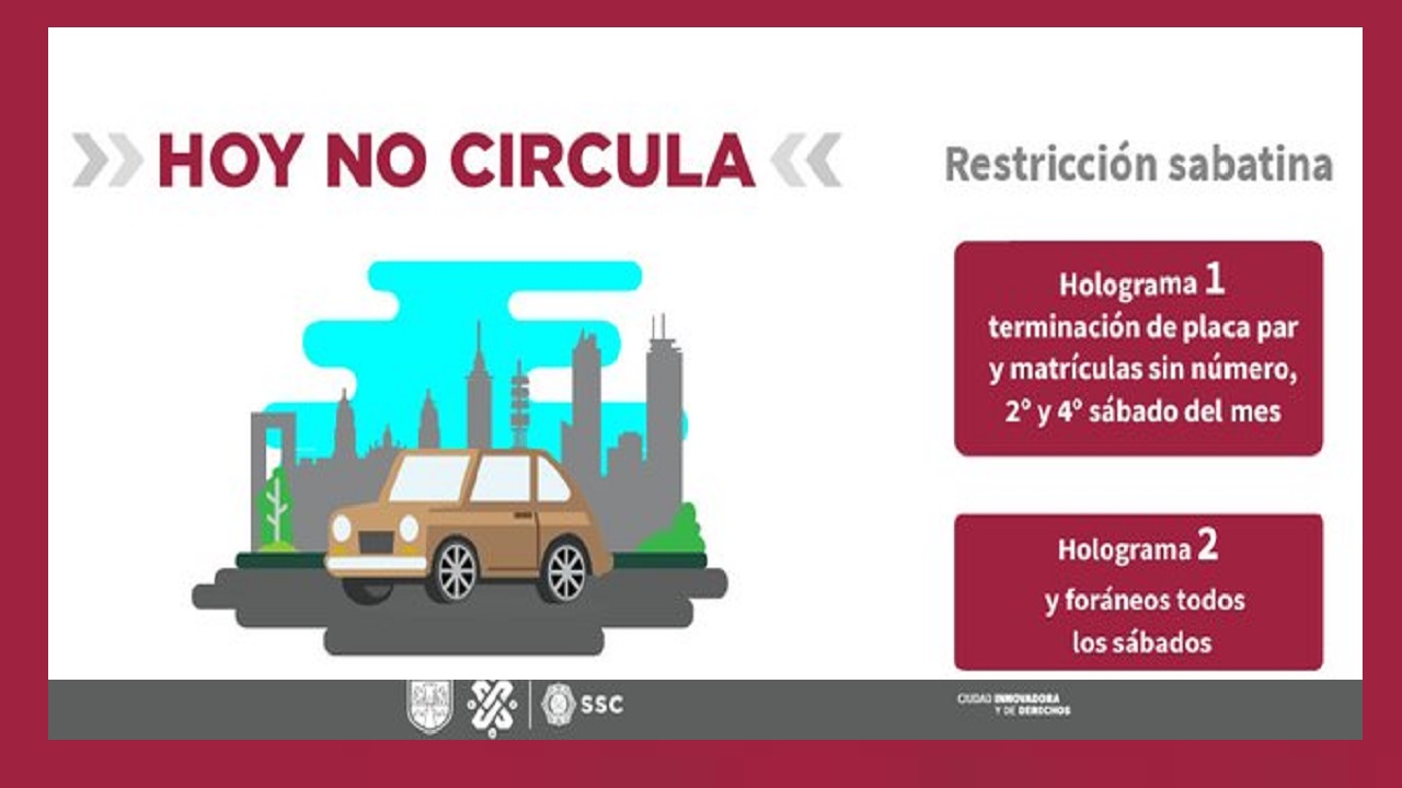 ¡Evite multas! El programa Hoy No Circula está vigente