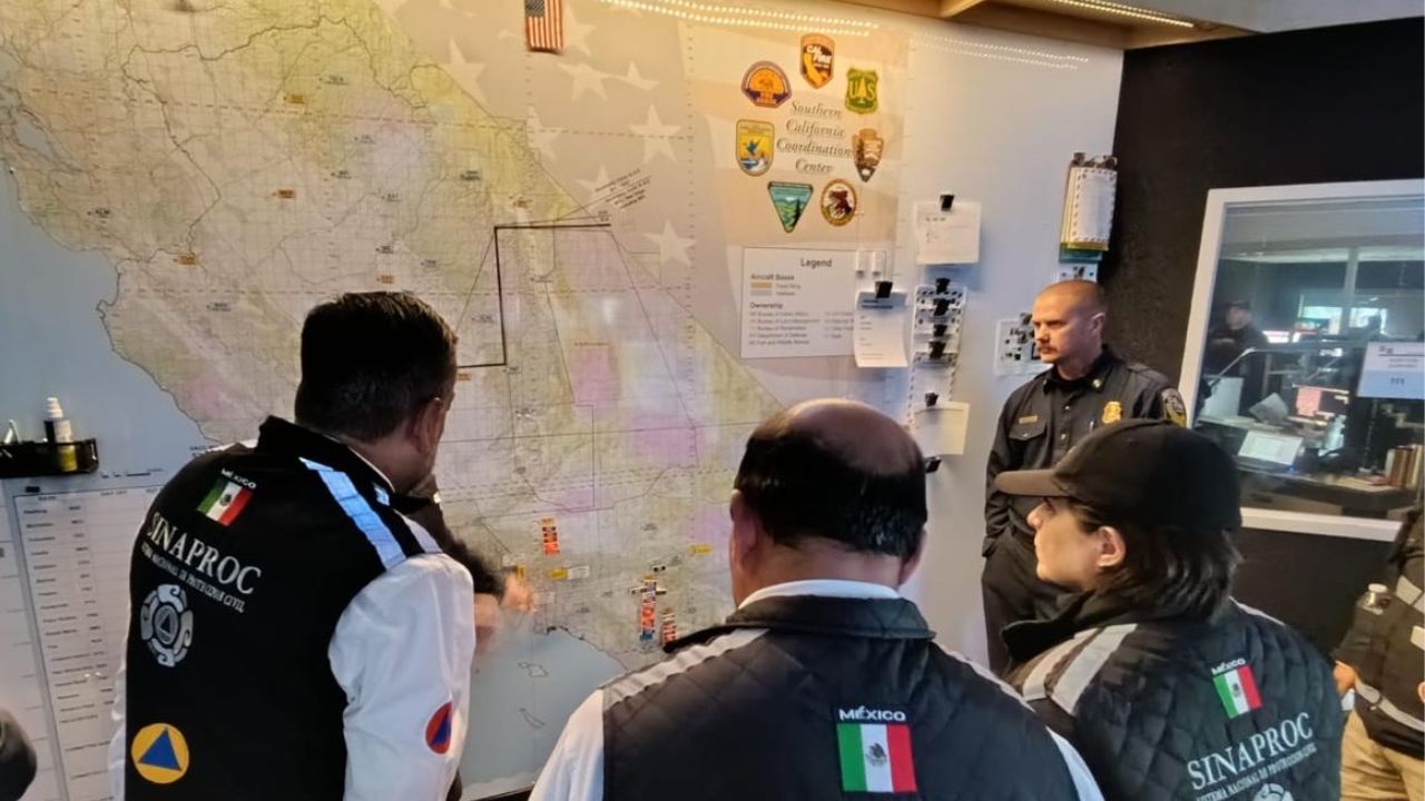 Contingente mexicano labora en el incendio de Palisades