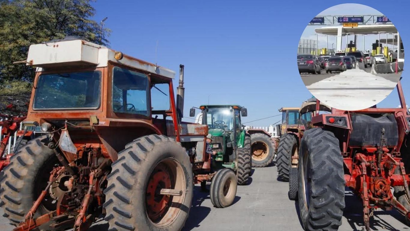 Agricultores bloquean garita Mexicali-Calexico