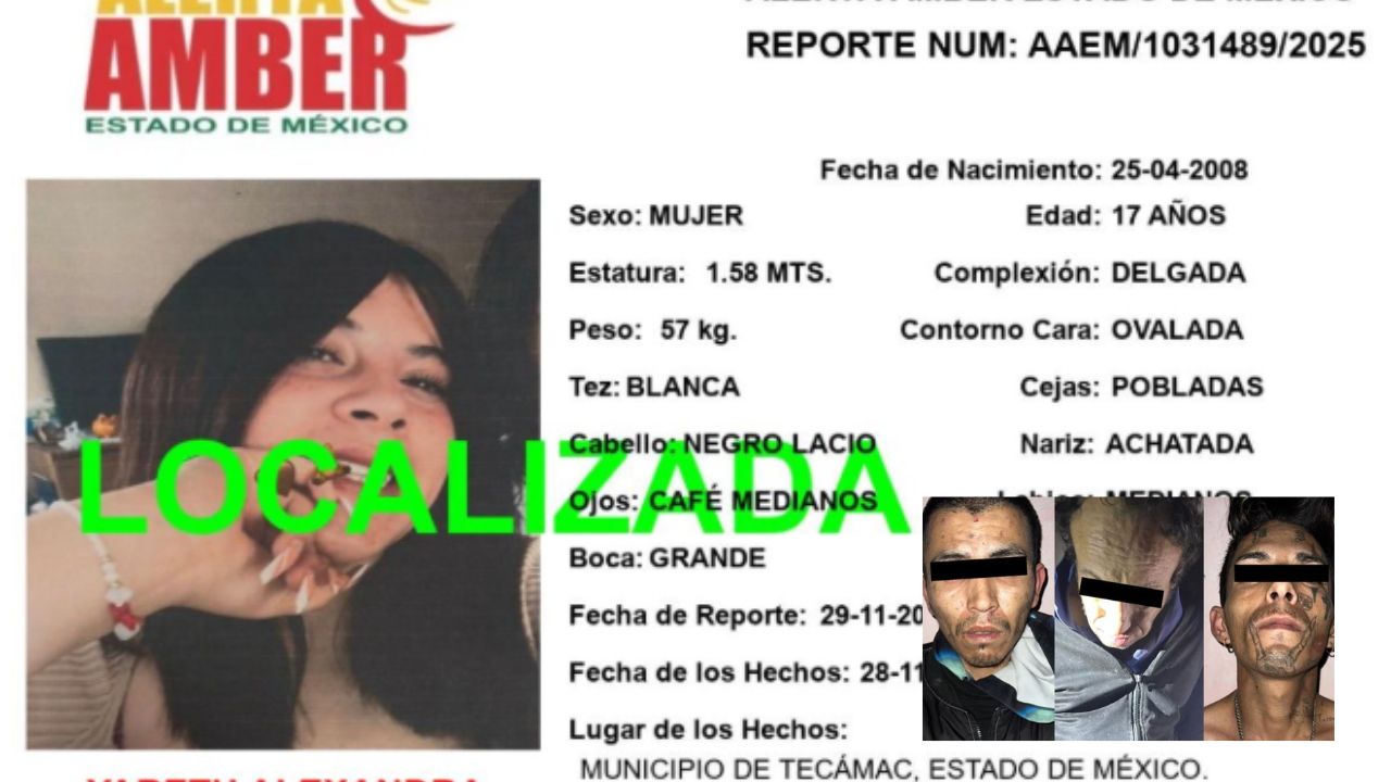 Localizan con vida a Yareth Alexandra en Edomex