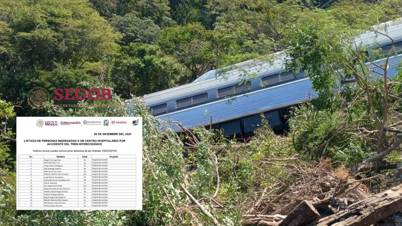 Segob publica lista de personas hospitalizadas tras accidente del Tren Interoceánico